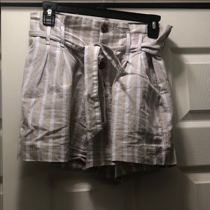 Striped linen shorts